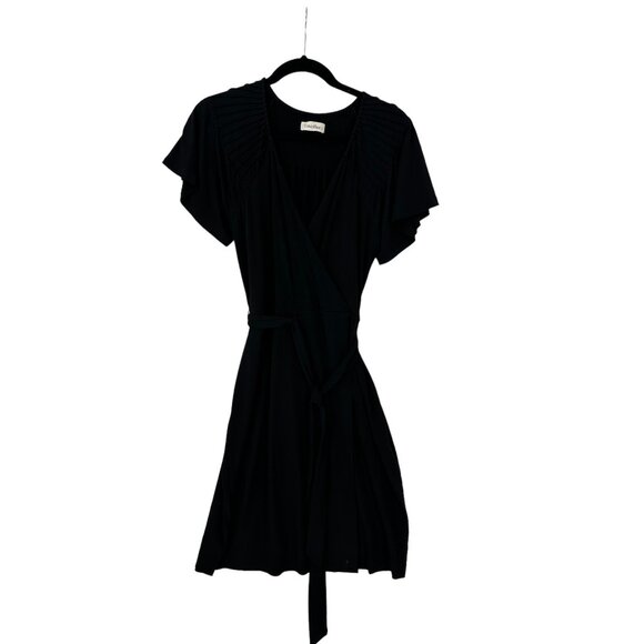 Calvin Klein Faux Wrap Dress Women Pleated‎ Belted Classic Business Workwear S - Picture 1 of 12